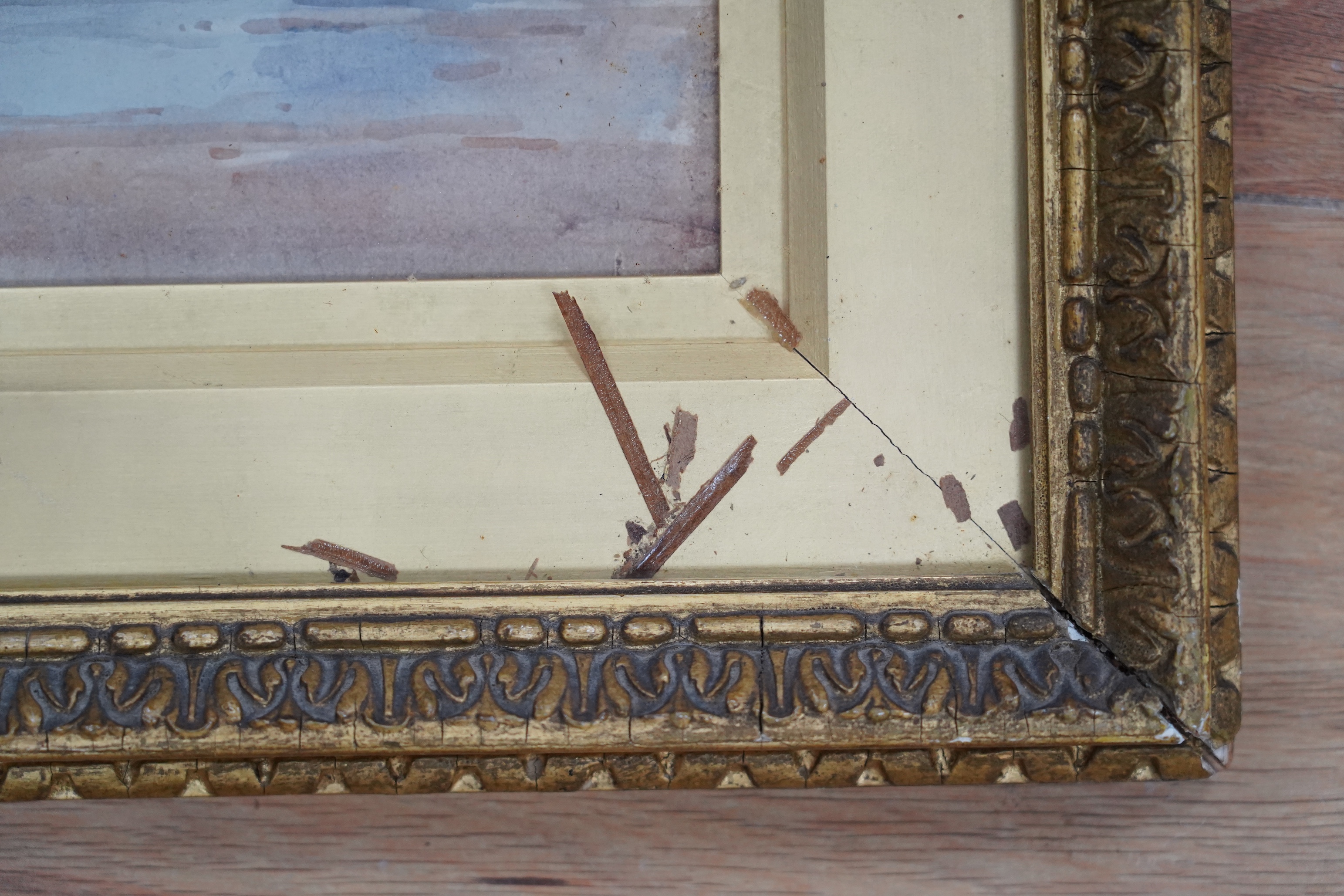 Hubert Coop (1872-1953), watercolour, ‘Bringing in The Catch’, signed, 36 x 55cm, ornate gilt framed